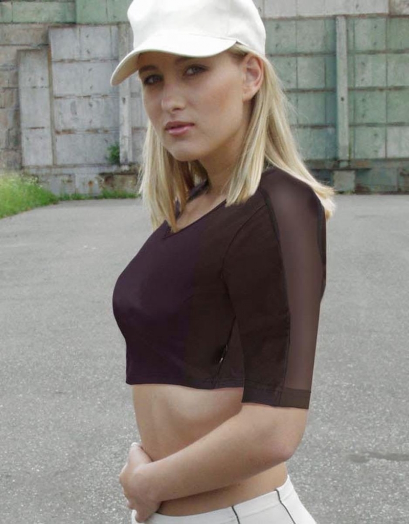 Gina dámský top krátký rukáv 97007 černý L bavlněný